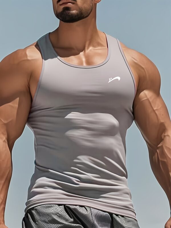 Villa Le Shui OBM Guiren Bird Summer Sleeveless Men'S Vest, Solid Color Round Neck Tank Top, Casual Sports Undershirt for Workouts. - Image 3