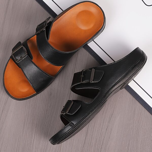 Men's Solid Color Open Toe Breathable Slippers, Comfy Non Slip Casual Durable Walking Shoes, Men's Summer Footwear - Image 10