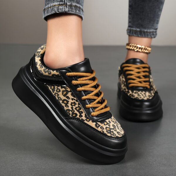 Chic Leopard Print Women's Sneakers - Lightweight, Comfortable Lace-Up Casual Shoes with Soft EVA Sole for All Seasons