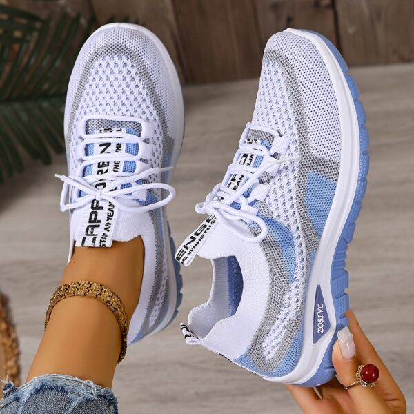 Women'S Lightweight Breathable White Sneakers - Comfortable Low-Top Lace-Up Walking Shoes with Non-Slip PVC Sole, Ideal for Travel, Shopping, and Casual Wear, Casual Footwear | Stylish Laceup Shoes | Comfortable Footwear