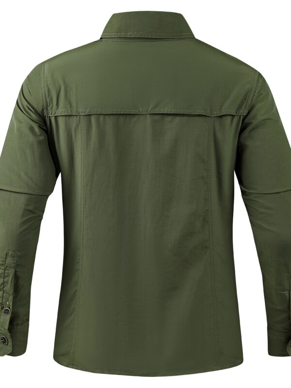 Men's Quick-Dry Shirt - Beige Button-Up Formal & casual shirt with Button Front Placket, Long Sleeve Non-Sticky Fabric for Office, Outdoor, Gym, Travel - Easy-Care Button-Up Blouse for Everyday & Formal Events, Outdoor Clothing, Classic Collared Design, Nonelastic Textile - Image 6