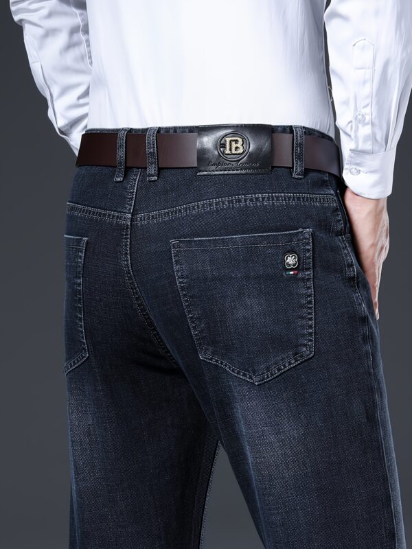 Men'S Premium Thick Straight-Leg Jeans for All Seasons - Image 2