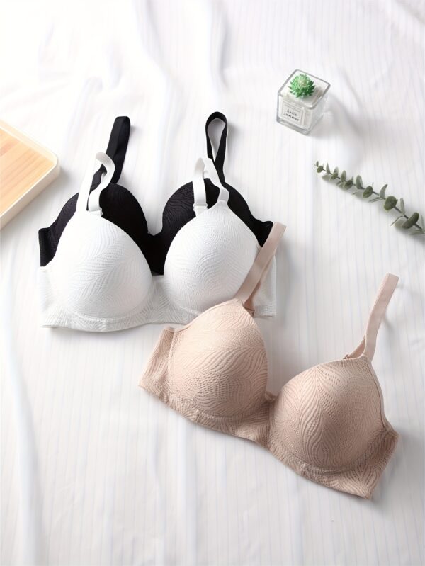 6pcs Women'S Lace Bra Set - Comfortable, Breathable, Push-Up Bras with Underwire, Solid Colors (White, Beige, Brown, Black, Pink, Purple) - Perfect for Casual Attire, Everyday Comfort | Elegant Lingerie | Comfortable Fit - Image 7
