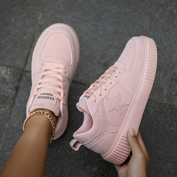 Women's Fashion Purple Spliced Casual Sneakers - Lightweight, Comfortable Lace-Up Platform Shoes for Casual Attire - Image 6