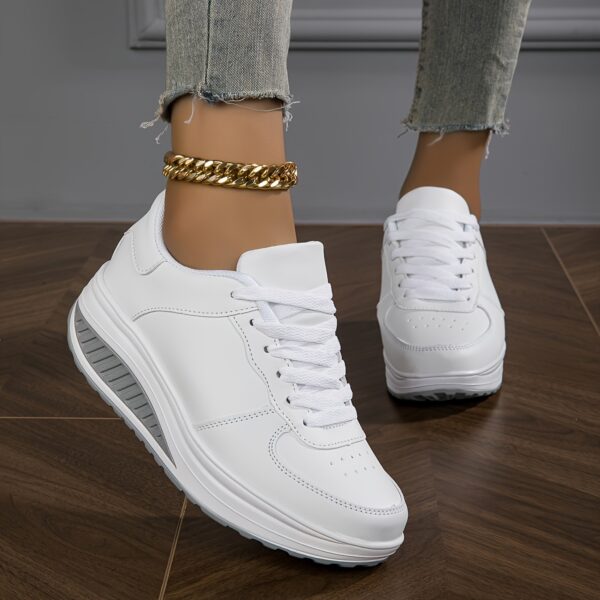 Women's Platform Sneakers, Casual Lace Up Outdoor Shoes, Comfortable Low Top Sport Shoes Autumn Shoe - Image 2