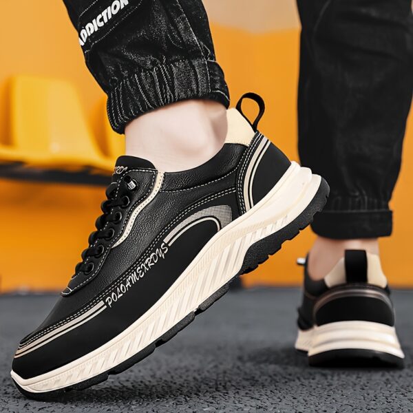 Men's Casual Sports Footwear - Breathable, Non-Slip Sole, All-Season Running Gear with Geometric Pattern, Autumn Winter - Image 5