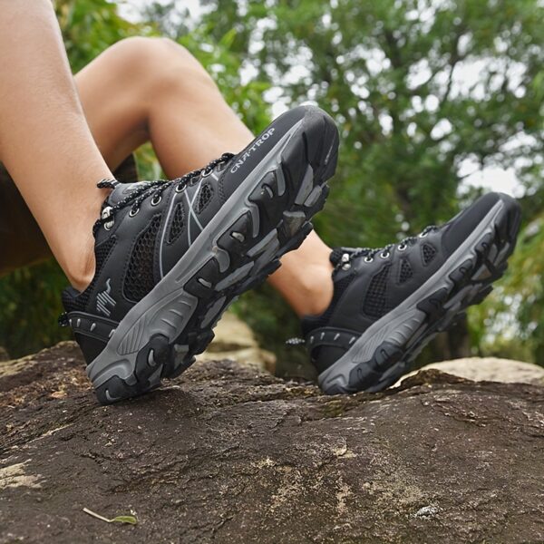 CANEMON Men's Low-Top Hiking Shoes - Breathable Mesh, Anti-Slip TPR Sole, Odor-Resistant & Durable - All-Season Outdoor & Casual Sport Shoes with Striped Design (Green/Yellow), Adventure Footwear | Sporty Hiking Shoes | Durable Hiking Shoes - Image 11