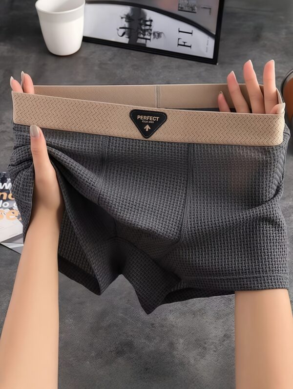 4pcs solid boxer briefs. Men's fashion, ice Silky clothing, boxer shorts for daily and casual wear - Image 6