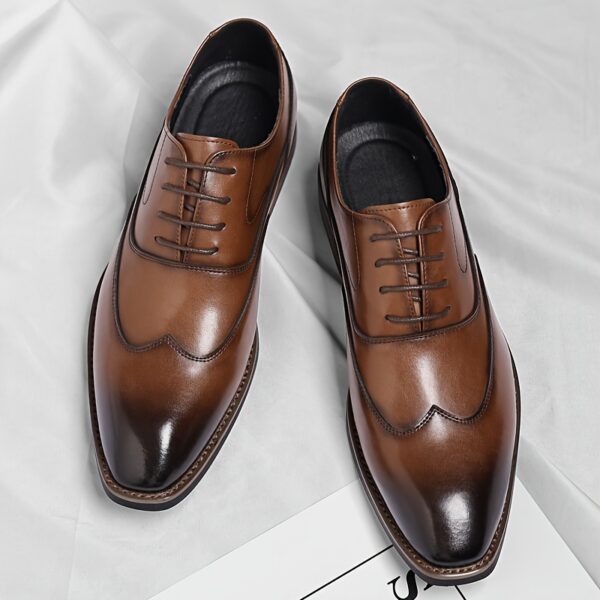 Men's Shoes Summer Formal Casual Commuter Oversized Genuine Leather Oxford Shoes British Business Casual Men's Handmade True Genuine Leather Waxed Brown Groom Wedding Shoes, One Pair per Pack Suitable for 4 Seasons and 365 Days of Use in 10 Festivals - Image 5