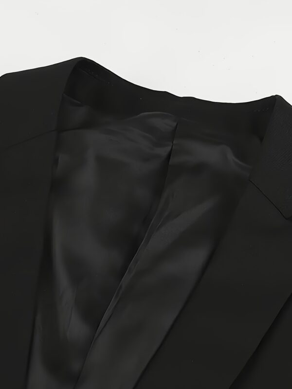 Men'S Casual Suit Set - Black Blazer, Matching Pants, Non-Stretch Fabric, Regular Fit, Button-Up, Ideal for Work, Spring/Summer - Image 10