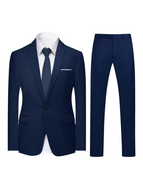 Men'S Casual Suit Set - Black Blazer, Matching Pants, Non-Stretch Fabric, Regular Fit, Button-Up, Ideal for Work, Spring/Summer - Image 9