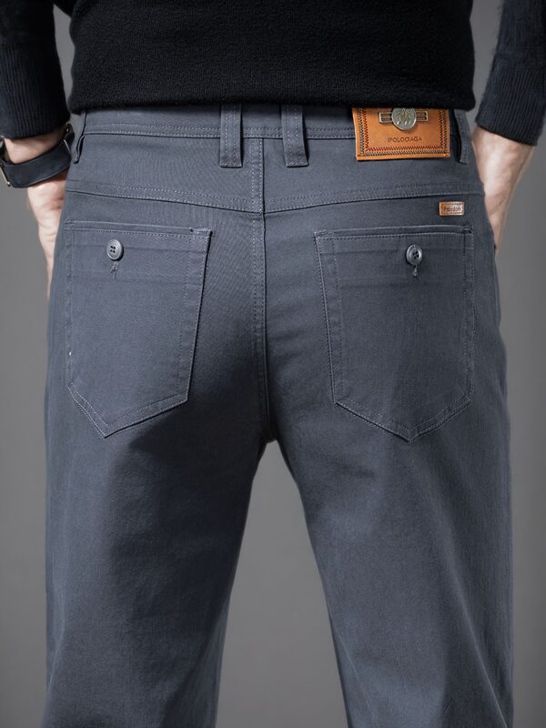 Men'S Classic Mid-Waist Casual Pants - 100% Woven Fabric with Slight Stretch, Solid Color, Button Fly, Regular Fit for Spring/Fall - Comfortable for Work, Weekend, and Business Occasions