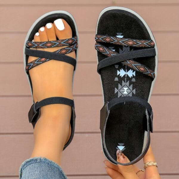 Women's Summer Breathable Lightweight Adjustable Straps Open-Toe Sandals with Soft TPR Sole & Ankle Bracelet - Casual Sporty Beach Shoes for Walking, Errands, Outings, Summer Footwear, Decorative Braided Detail, Cushioned Comfort Insole - Image 7