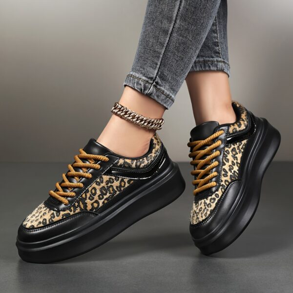Chic Leopard Print Women's Sneakers - Lightweight, Comfortable Lace-Up Casual Shoes with Soft EVA Sole for All Seasons - Image 2