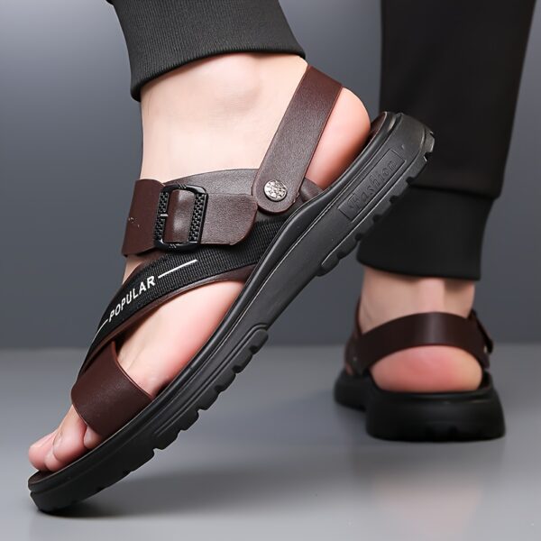 Men's Big & Tall Outdoor Sandals - Slip-Resistant Soft Sole, Breathable Adjustable Straps for Beach, Driving & Casual Summer Wear - Lightweight Comfortable Low-Top Design, Beach Footwear, Sleek Shoe Design, Secure Strap Footwear - Image 12