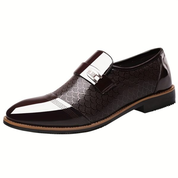 Embossed Men's business shoes-Comfortable Pointed Toe Slip On Lug Sole Business Oxfords for Party Wedding Office Dress Shoes - Image 5