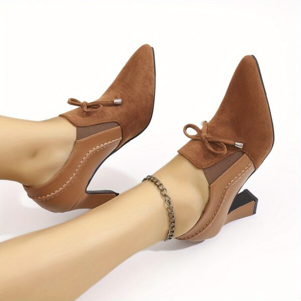 Women's Sexy Mary Jane High Heels with Bow Detail - Pointed Toe Block Heel, Lightweight Synthetic Cover & Cover Upper, All-Season Comfort for Casual & Formal Occasions, Elegant Shoe Design, Durable TPU Sole - Image 9