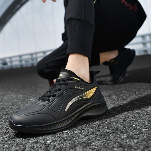 [1pair Water-Resistant Men'S Sneakers] Men'S Fashion Sneakers, Water-Resistant Synthetic Low-Top Running Shoes, Lace-Up Casual Sports Footwear, with Fabric Insole and MD Sole, for Daily Wear - Image 10