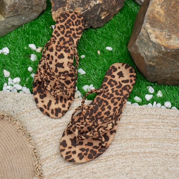1 Pair of Women'S Vintage Leopard Print Flat Slippers - Image 2
