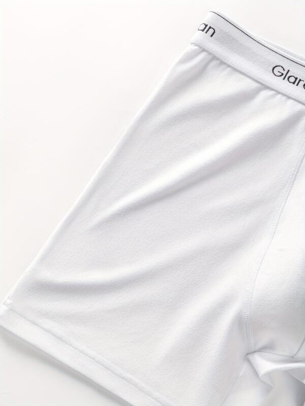 10pcs Men'S Mid-Long White Boxer Briefs - Comfortable Polyester Underwear for Casual Wear, Smooth Texture, Elastic Waistband with Logo, Briefs Pantie - Image 7