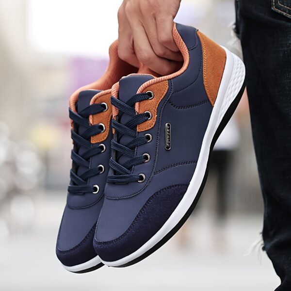 FAYWELLME Unisex Breathable Running Shoes - Lightweight Synthetic Synthetic Leather Sneakers with Cushioned MD Sole, Grey & Brown Accents, All-Season Comfort for Men & Women, Comfy Shoes, Casual Footwear, Stylish Contrast Accents, Comfortable Insole - Image 2