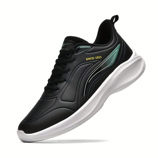 [1pair Water-Resistant Men'S Sneakers] Men'S Fashion Sneakers, Water-Resistant Synthetic Low-Top Running Shoes, Lace-Up Casual Sports Footwear, with Fabric Insole and MD Sole, for Daily Wear - Image 3