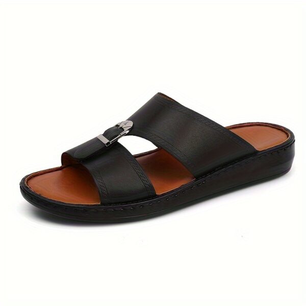 Men'S Casual Fashion Trendy Solid Color Round Toe Slip On Slides, Faux Upper, Faux Sole and Insole, Without Lining, Soft Sole Non-slip, Middle East Style Handmade, All-season, Daily & Casual Outdoor Indoor, for Men
