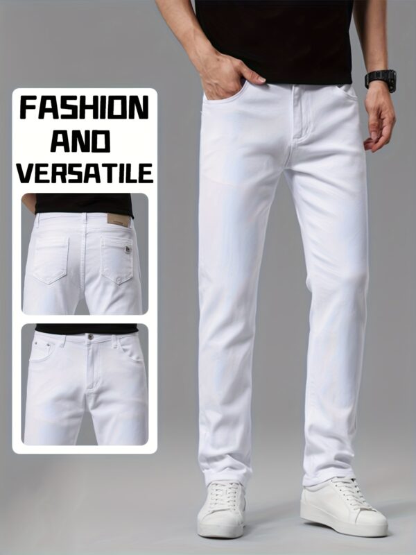 A Pair of Men'S Casual Trousers, Lightweight Business Regular Style White Breathable And Wrinkle- Resistant Fashion Straight-Leg Golf Trousers, Four Seasons Casual Western Trousers, Lightweight And Comfortable, Suitable for Office And Daily Wear - Image 9