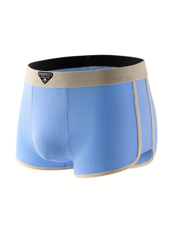 3pcs Men's Boxer Briefs - Breathable Mid-Rise Underwear with Elastic Waistband, Soft Stretch Polyester-Spandex Blend, Non-See-Through Knit Fabric, Solid Colors (Light Blue/Beige/White/Light Khaki) - Machine Washable, Everyday Comfort, Minimalist Design, Durable Construction, High Elasticity - Image 5