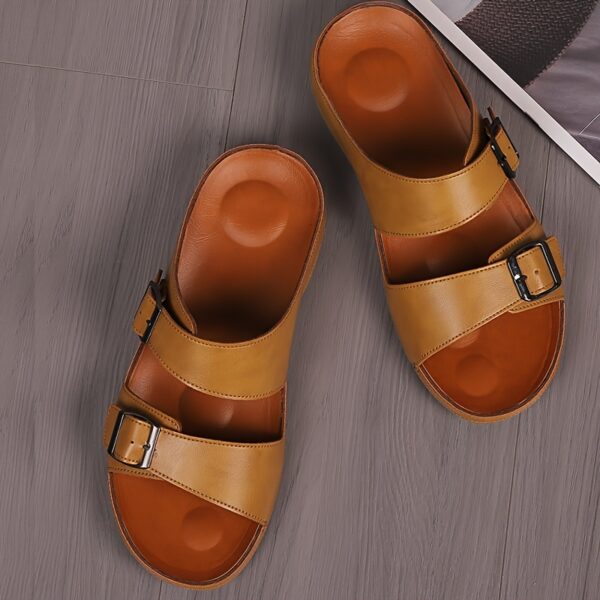 Men's Solid Color Open Toe Breathable Slippers, Comfy Non Slip Casual Durable Walking Shoes, Men's Summer Footwear - Image 8
