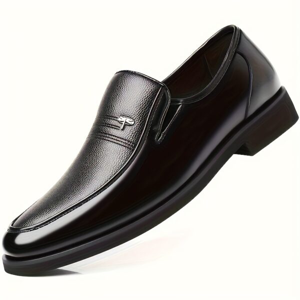 Genuine Leather Men's Breathable Business Formal Casual Shoes, Slip-Resistant Durable Large Size Slip-On Pointed Toe British Groom Wedding Shoes - Image 3