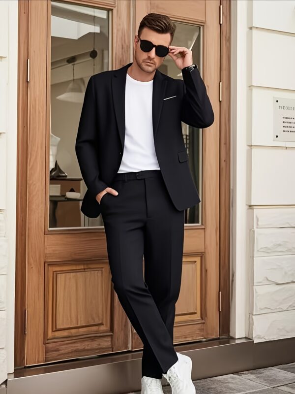 Men'S Business Suit Two-Piece Set: Blazer and Trousers, Stylish and Versatile for Office, Banquet, Wedding Events - Image 3