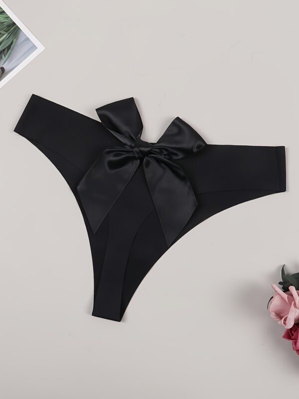 Women'S Sexy Black Thong with Heart Cut-Out & Large Red Bow - Lace Trim, Adjustable Back Strap, High-Quality Fabric for Casual Attire, Casual Attire Thong | Elegant Lingerie | Adjustable Thong - Image 9