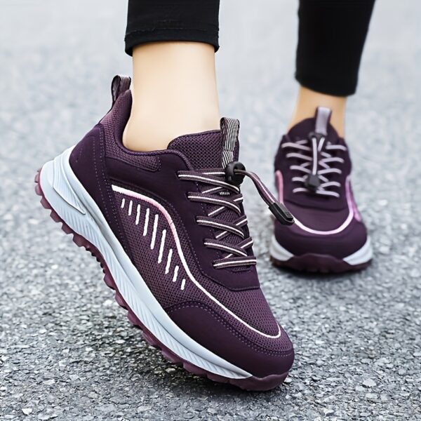 Women's Non-slip Outdoor Sporty Mesh Sneakers, Soft Sole Lace Up Athletic Sneakers, Breathable Walking Shoes - Image 6