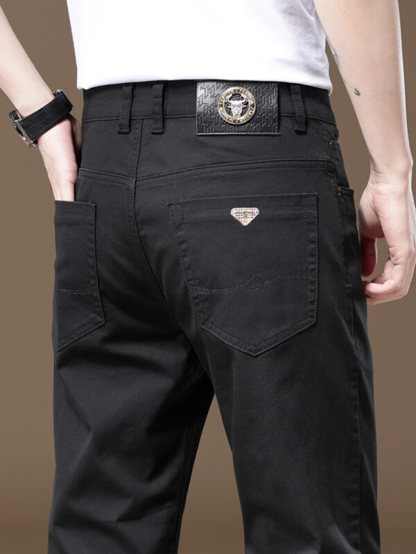 Saleisi Men'S Casual Cotton Blend Pants - Comfortable & Durable, All-Season Style with Elastic Waistband, Regular Fit, Button Fly, Ideal for Everyday & Business Casual Wear, Everyday Comfort|Stylish Casualwear|Polyester Lined Pants - Image 3