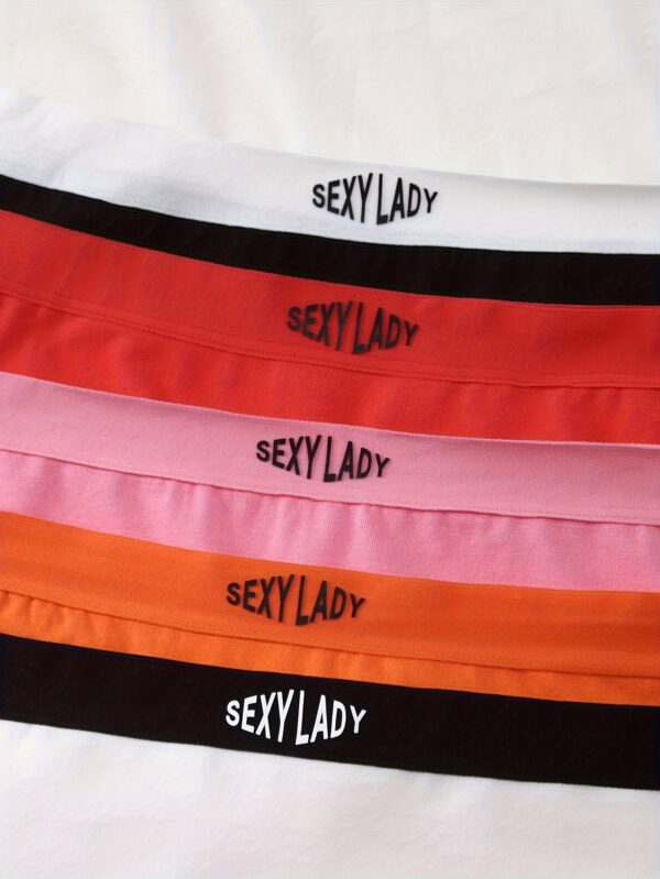 5pcs Women's Boxer Briefs - Quick-Dry, Breathable, Anti-Slip Underwear with Stretchy Waistband in Mixed Colors (Orange, Pink, Black, White) - Comfortable & Stylish for Casual Attire, Autumn Winter Underwear | Minimalist Design | Elastane Blend - Image 6
