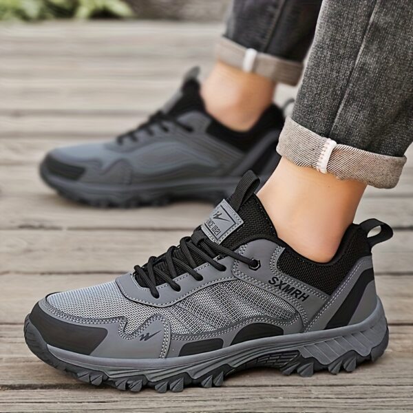 Shuangxing Men'S Outdoor Sports Casual Sneakers, Breathable Fabric and Faux Upper, Low-Top, Round Toe, Lace-Up, All-Season Hiking & Running Shoes with Strong Traction, PVC Sole - Image 4