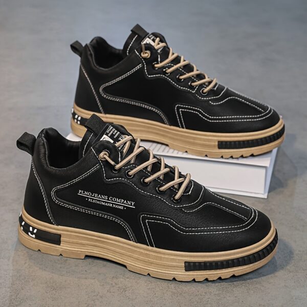 Men's Breathable Low-Top Sneakers - Versatile Lace-Up Shoes for Skateboarding, Work & Casual Wear, All-Season Comfort - Image 3