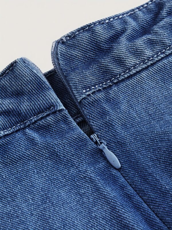 Women's Casual Bow Tie Waist Non-Stretch Denim Skirt - Mid-Rise Pencil Skirt with Water-Washed Texture, Machine Washable Short Length for Spring Summer Fall, Seasonal Fashion, Durable Fabric, Casual Attire, Classic Jeans, Weekend Wear - Image 5