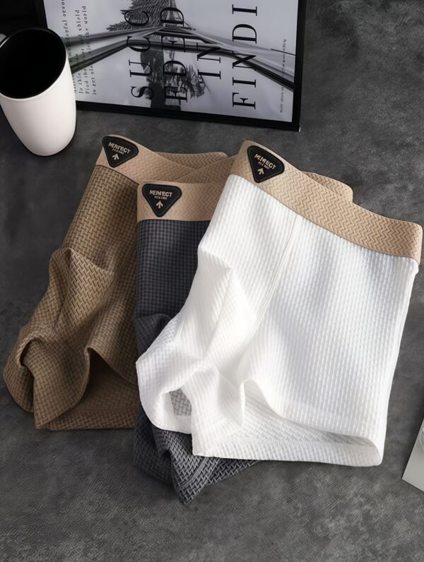 4pcs solid boxer briefs. Men's fashion, ice Silky clothing, boxer shorts for daily and casual wear - Image 2