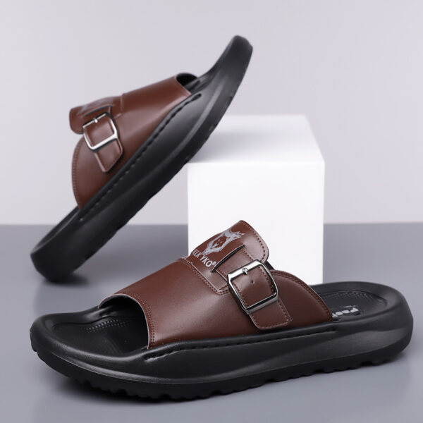 Men's Slippers, Trendy Korean Style Couple Lightweight Outdoor Driving Shoes, Men's Summer Open Toe Simple Comfortable Fashion Flat Slip-Ons, Durable and Soft EVA Home Slides - Comfortable, Thick Sole, Non-Slip Casual Wearable Slippers, Stylish Four-Season Open-Toe Shoes Perfect for Indoor/Outdoor Use, Beach and Family Relaxation, 2pcs Set Includes 1pc Shoe + 1pc Premium Storage Bag