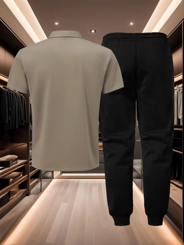 Comfortable Pants Set, Men's Casual Shirt with Drawstring Comfortable Trousers for Casual Attire - Image 7
