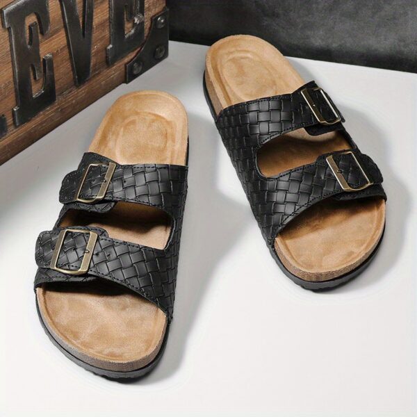 Summer Double Row Buckle Slippers for Women Flat Shoes Men'S Casual Sandals with Toe Soft Sole Flat Beach Shoes Flat Non Slip Slippers for Men and Women Outdoor Home Flip Flops - Image 9