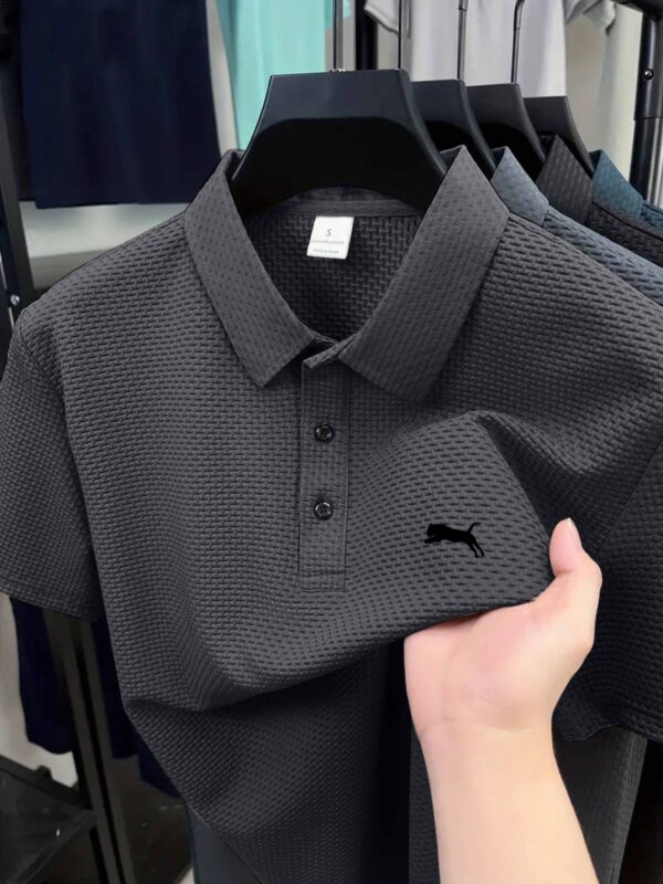 Men'S Casual Black Polo Shirt with Logo - Comfortable Knit Fabric, Breathable for Summer, Regular Fit, Casual Style, Casual Summer Shirt | Logo Shirt | Knit Construction, PLUS SIZE - Image 8