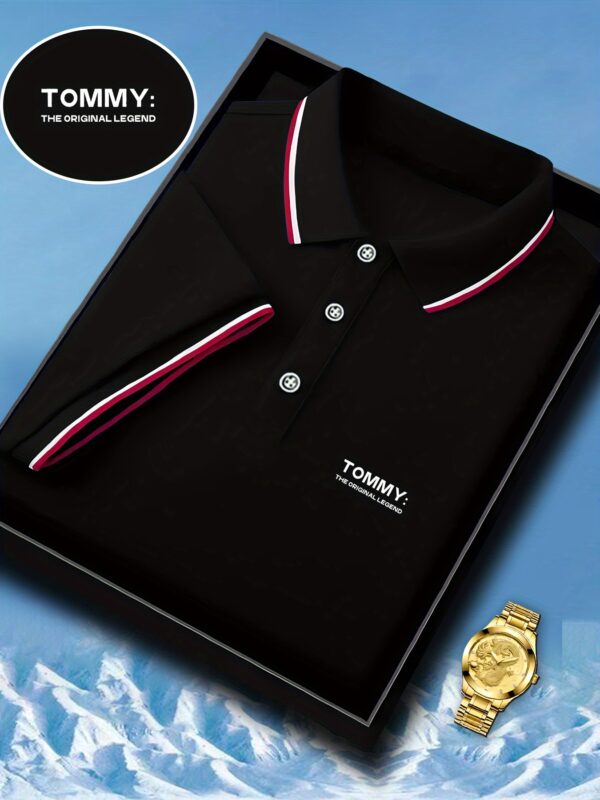 Men's Fashion Collared Shirt with Tommy Print, Summer Shirt, Suitable for Sports and Casual Outings - Image 4