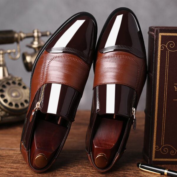 Elegant Men's Brown Oxford Dress Shoes with Glossy Finish - Durable PU Upper & Rubber Sole, Lace-Up Closure for Formal, Wedding, Office - Classic Business Style