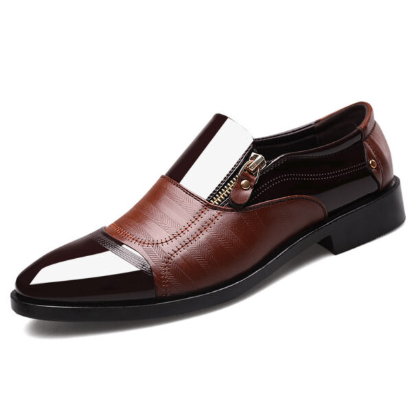 Elegant Men's Brown Oxford Dress Shoes with Glossy Finish - Durable PU Upper & Rubber Sole, Lace-Up Closure for Formal, Wedding, Office - Classic Business Style - Image 8