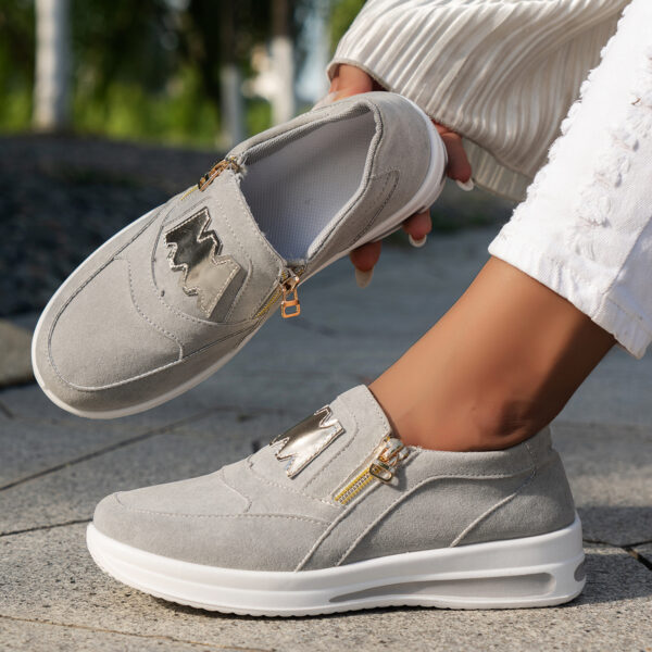 Women'S Lightweight Fabric Sneakers - All-Season Casual Running Shoes with Zipper Closure, Comfortable Inner, and Durable PU Sole, Ladies Footwear | Casual Footwear | Comfortable Fit - Image 9