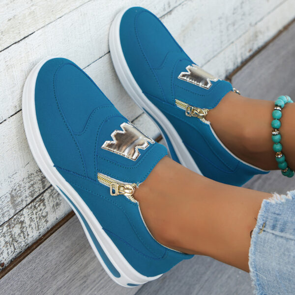 Women'S Lightweight Fabric Sneakers - All-Season Casual Running Shoes with Zipper Closure, Comfortable Inner, and Durable PU Sole, Ladies Footwear | Casual Footwear | Comfortable Fit - Image 5