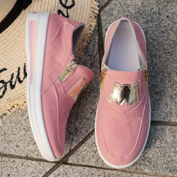 Women'S Lightweight Fabric Sneakers - All-Season Casual Running Shoes with Zipper Closure, Comfortable Inner, and Durable PU Sole, Ladies Footwear | Casual Footwear | Comfortable Fit - Image 7